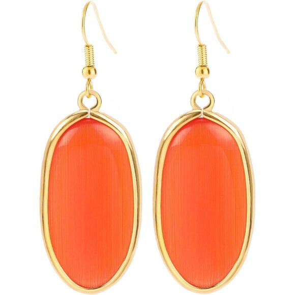 Jewelry - Women's Natural Crystal Healing Stone Drop Dangle Earrings Orange Jewelry